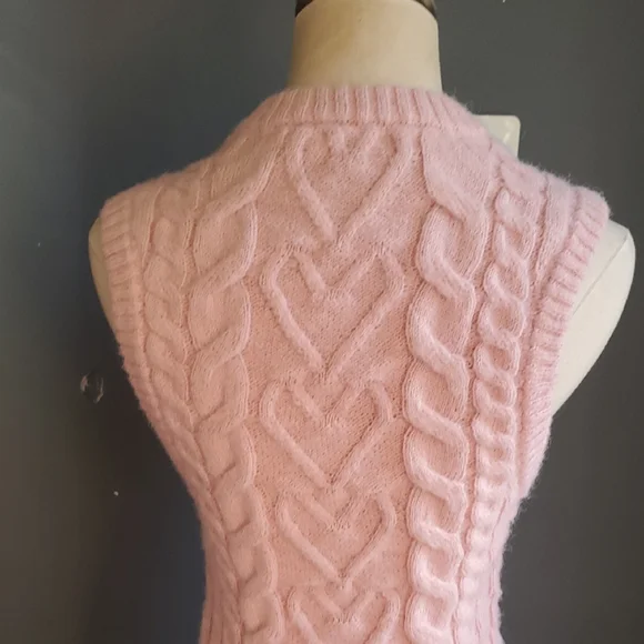 Lovers + Friends  Barbiecore Pink Cable Knit Sweater Vest - Picture 9 of 15